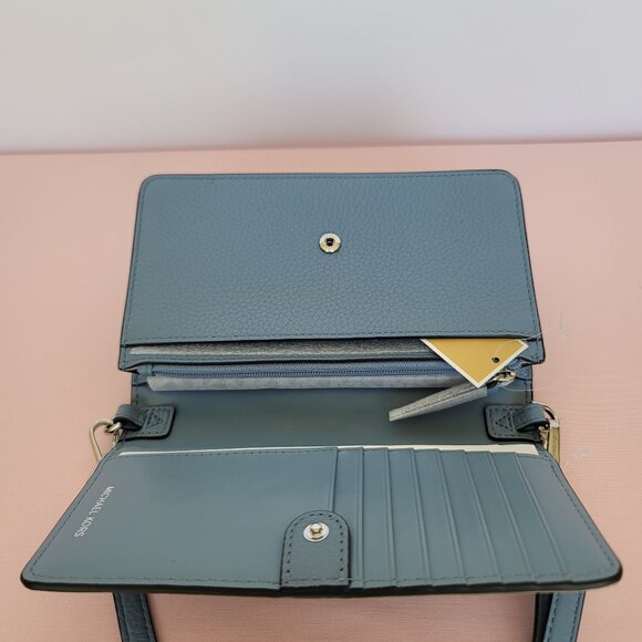 MICHAEL KORS Jet Set Charm Small Phone Pebbled Leather Crossbody- Chambray⭐ - Picture 14 of 16